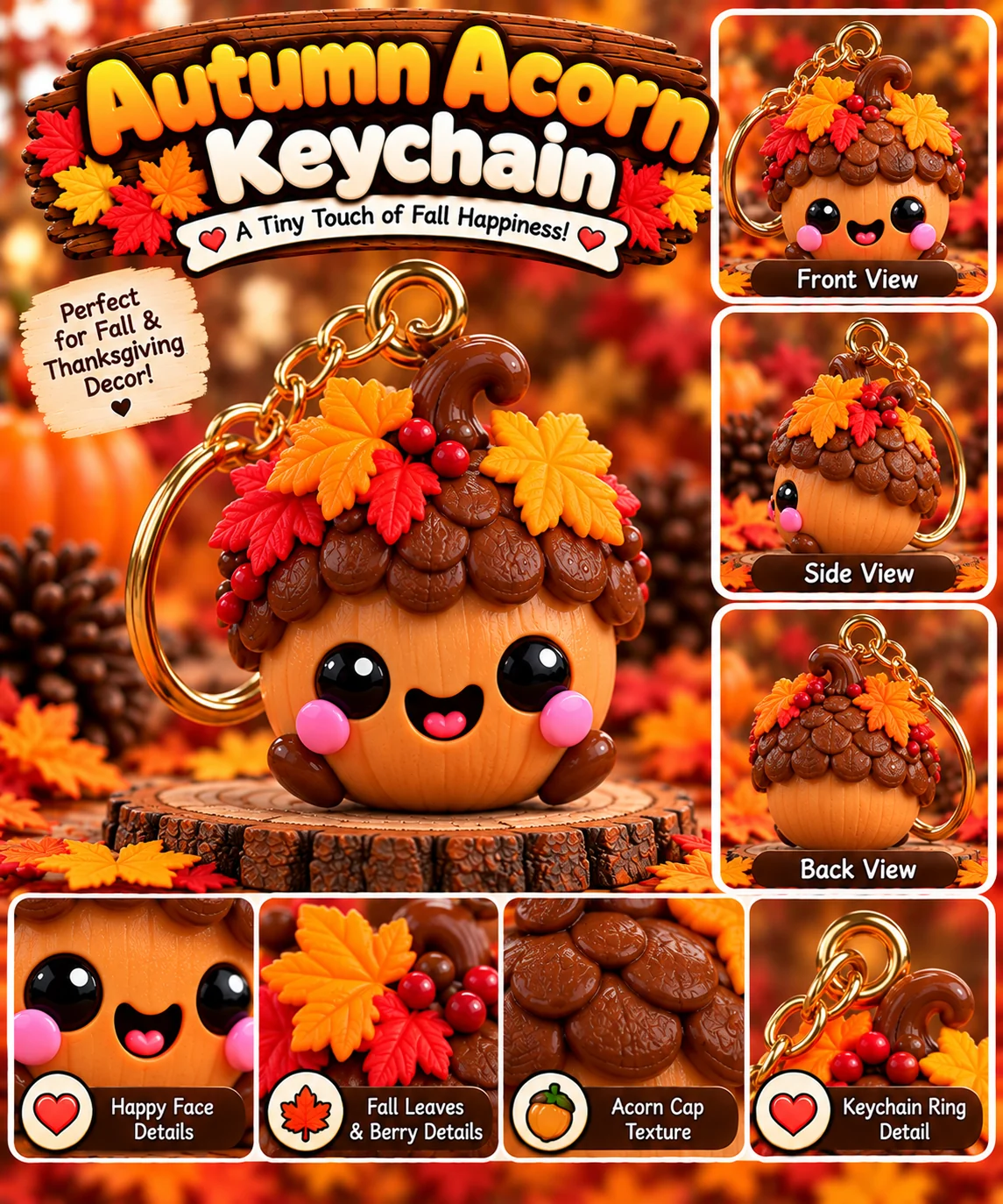 Autumn Acorn Keychain product showcase